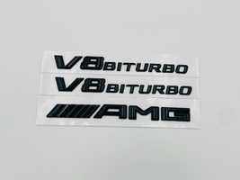 Set embleme compatibile Mercedes V8 biturbo AMG negru