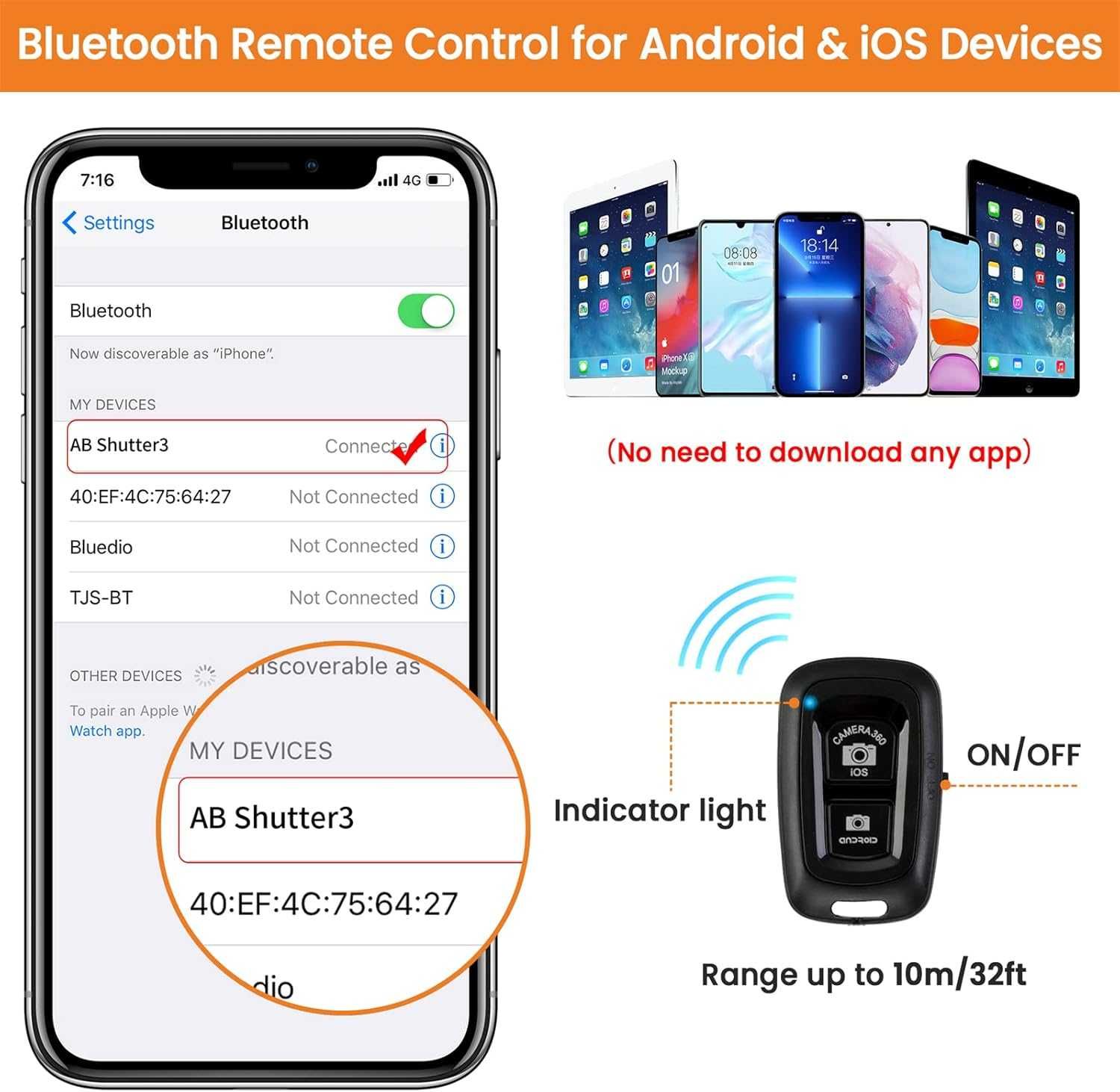 Статив за телефон, за камера с  Bluetooth дистанционно управление