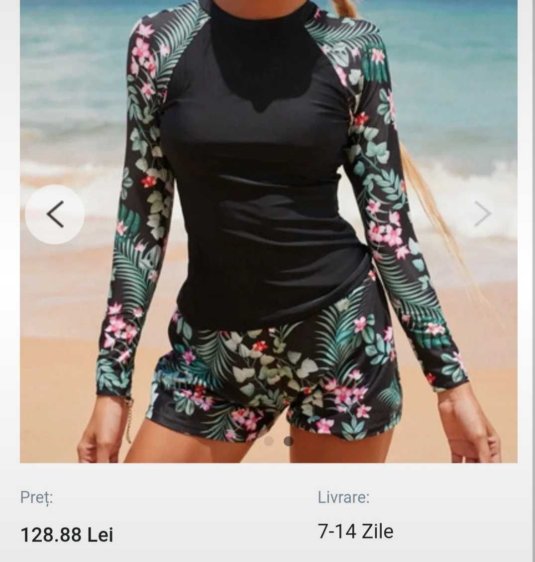Costum de baie pentru femei top mânecă lunga si pantaloni scurti M