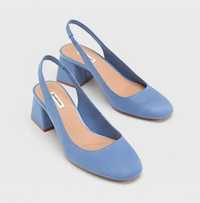 Sandale cu toc trapez stradivarius albastre