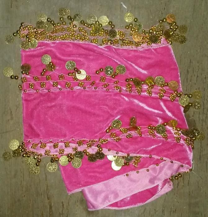 Vand brau belly dancing, roz cu broderie de monede