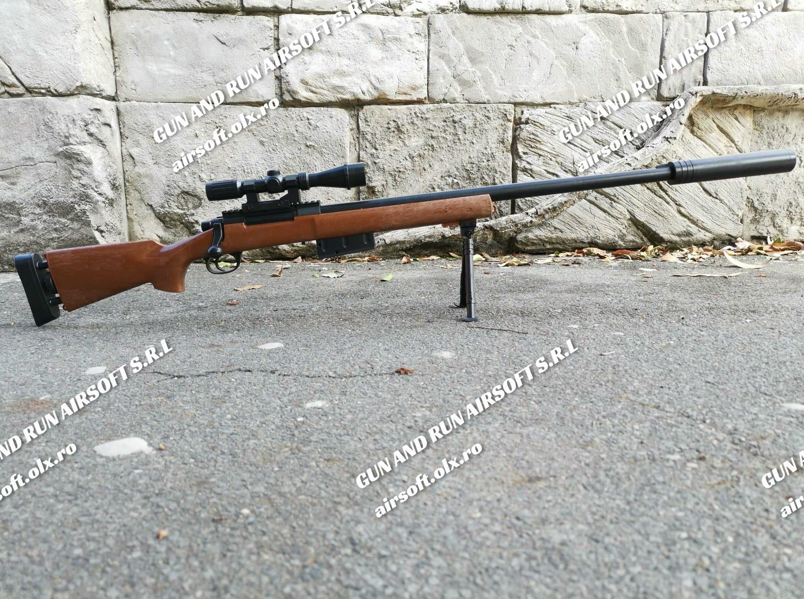 Pusca (MODEL NOU!)~ Sniper Puternic 6mm Cu Arc Airsoft De 5.2 JOULI !!