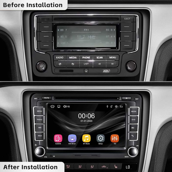 Hikity CarPlay авто радио с CD/DVD за VW Golf 5/6 Passat B6/B7 7"