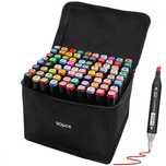 Set 80 carioci cu varf dublu, culori diverse, geanta depozitare