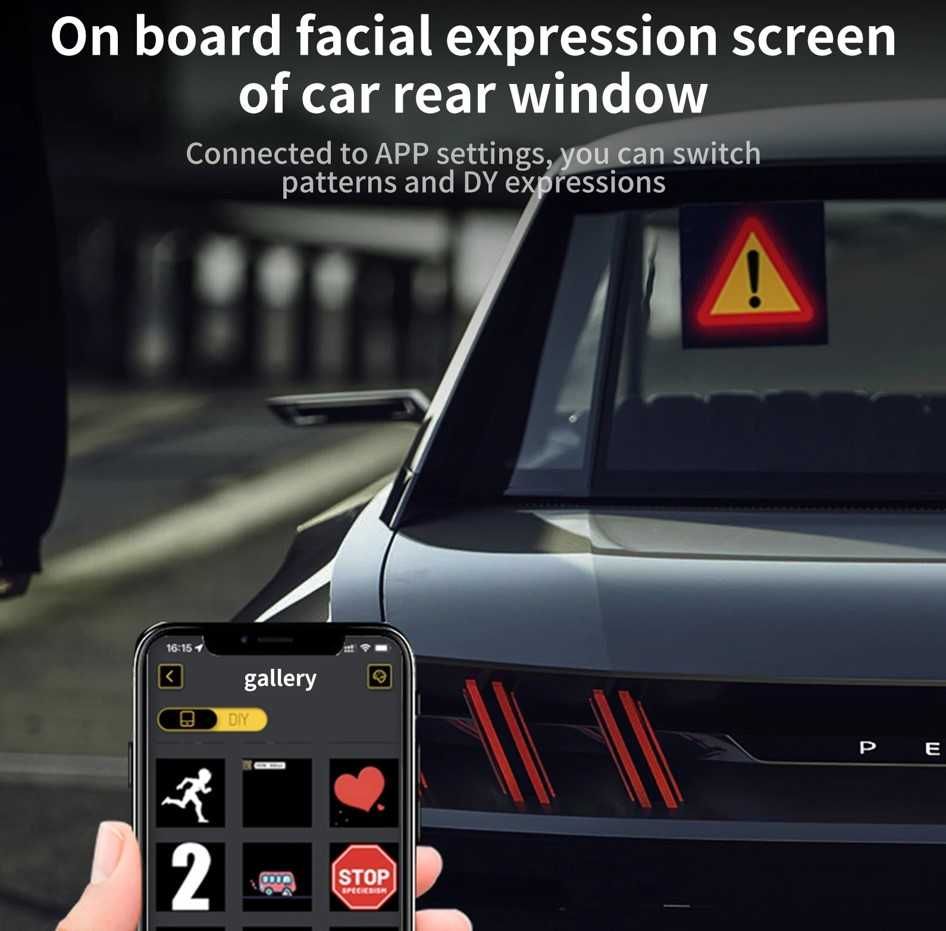 Светодиодный дисплей на заднем стекле автомобиля, управляемый