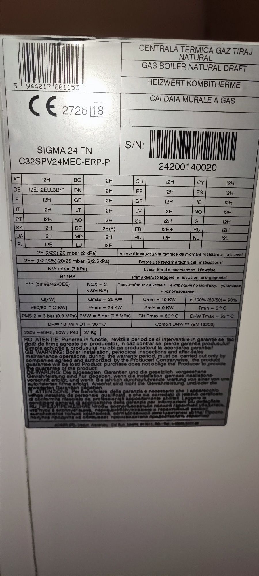 Microcentrala Motan termica gaz tiraj natural