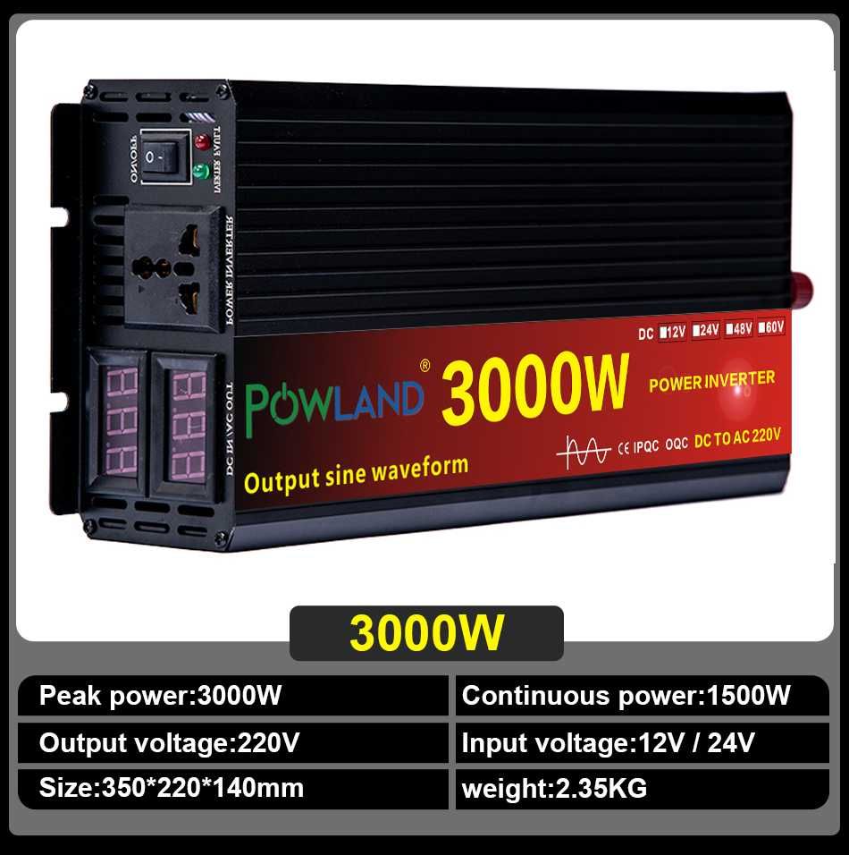 Invertor 12/24v la 220v putere de 500w la 2500w