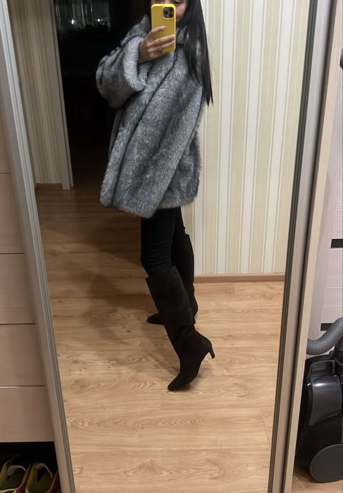 Зимние замшевые сапоги