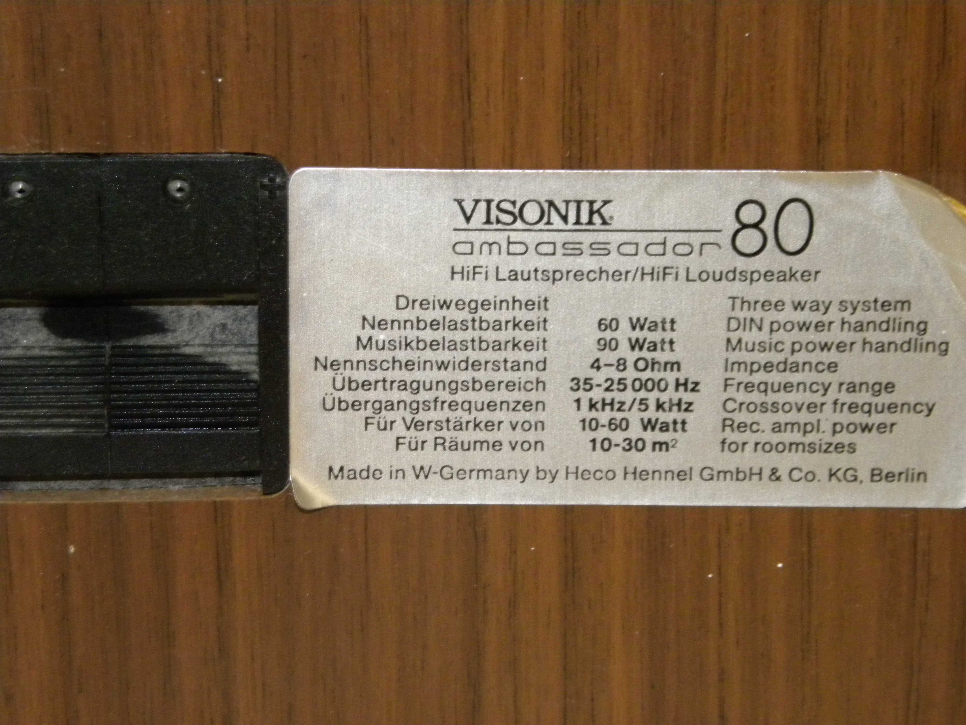 Boxe Heco Visonik Ambassador 80 Hi- Fi (1980)