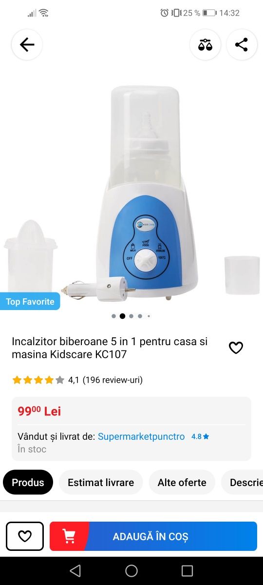 Încălzitor/sterilizator de biberoane 5 în 1 Kidscare KC107