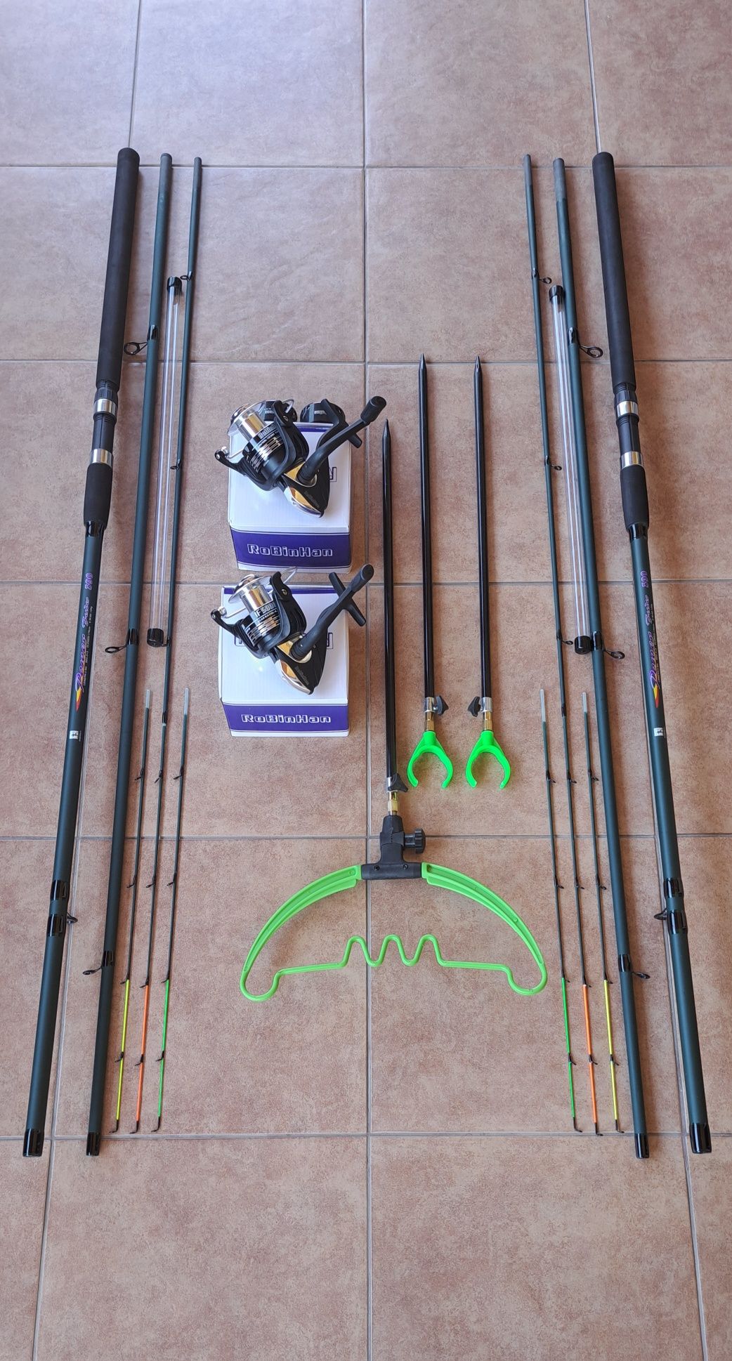 Set Lansete Feeder Robinhan Power 390m(2 Lansete +2 Mulinete +Suporti)