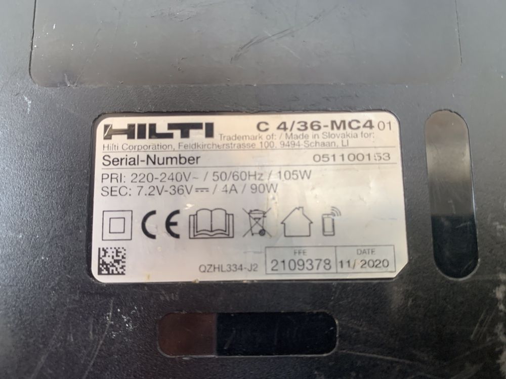 HILTI C4/36-MC4/220v-240v/7.2v-36v/90w/зарядна станция с 4 гнезда/
