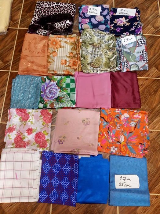 Новые ткани в отрезах.Цена 20 тыс 1м