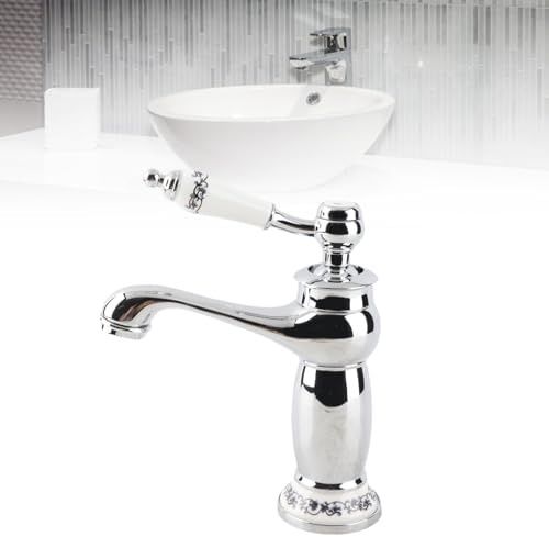 Винтидж/ ретро смесител за мивка за баня с флорални мотиви