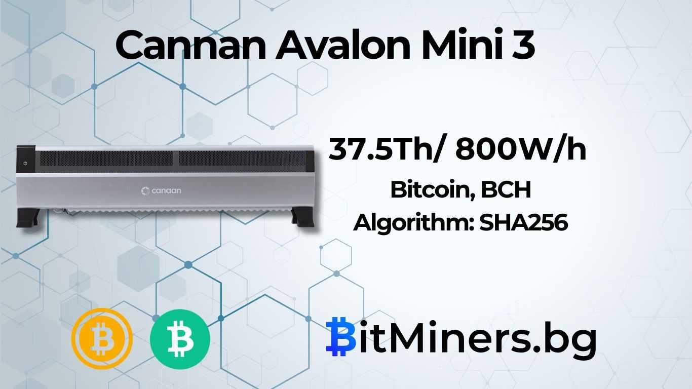 Canaan Avalon Mini 3 BTC Miner, 37,5 TH/s, 800W Биткойн Майнер