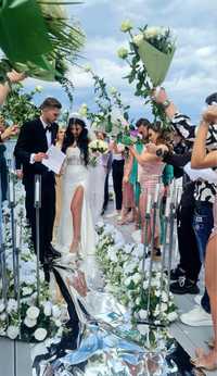 Arcada floral covor alb oglinda decor cununie nunta botez cabina 360