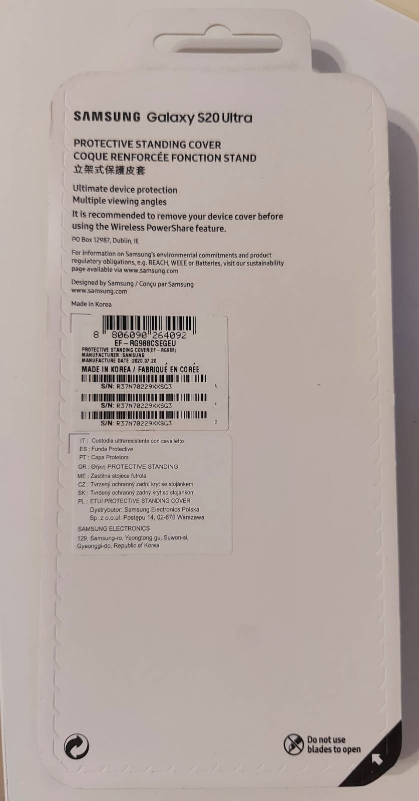 Husa originala de protectie pentru Samsung Galaxy S20 Ultra