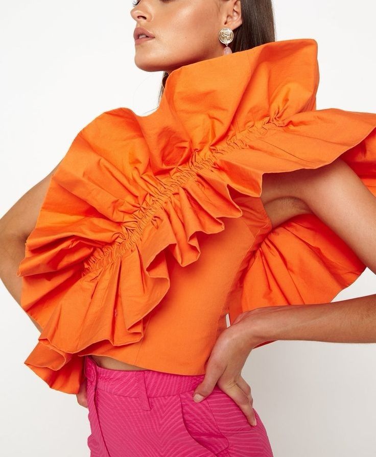 Top bluza casual eleganta 3d asimetric portocaliu nou