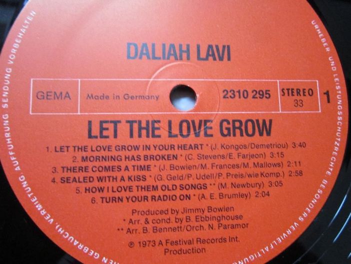 vinil rar. First Ed.- Daliah Lavi ‎–"Let The Love Grow" 1973-impecabil