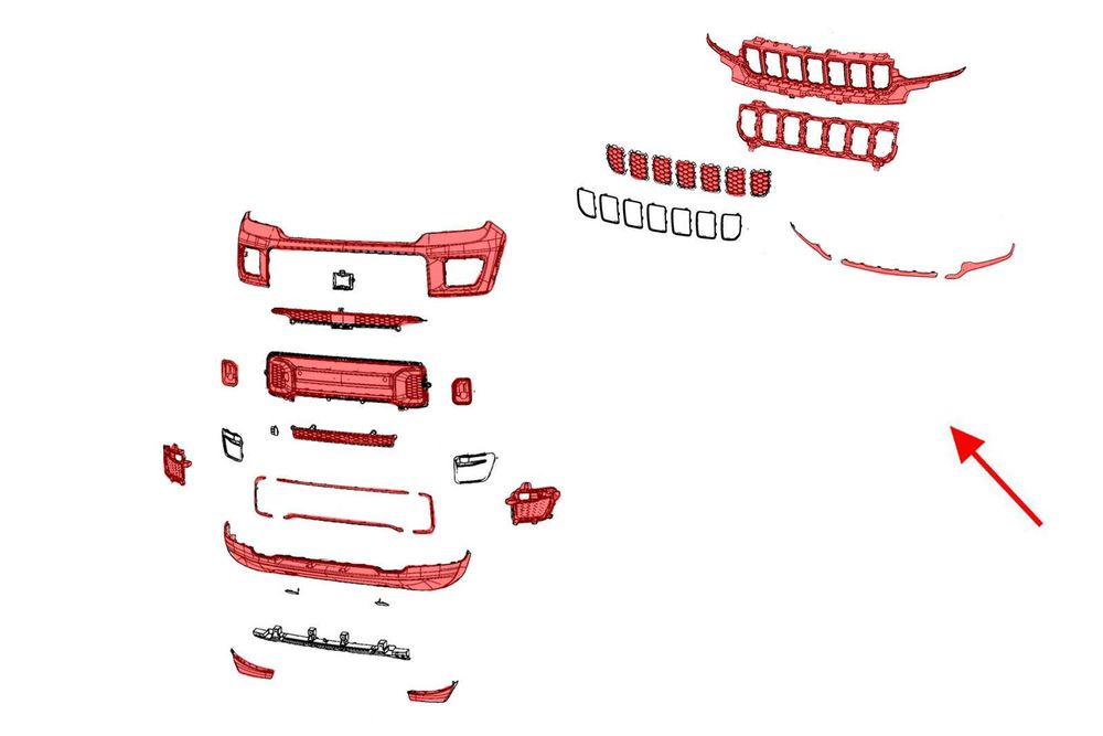 Комплект предна броня JEEP GRAND CHEROKEE V WL 2021+ OVERLAND