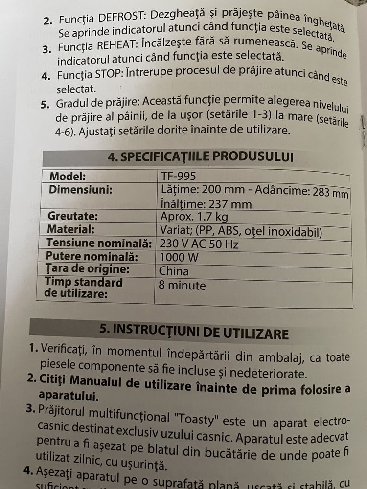 Prăjitor pâine Zepter, nou, in cutie