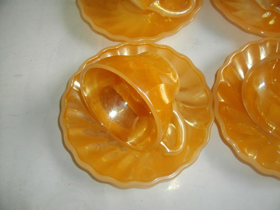 Vintage USA Archor Hocking-14 Части Нов Сервиз-САЩ-Цвят Праскова