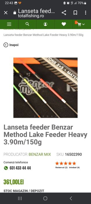 Lanseta Benzar Method Lake Feeder 390cm H
