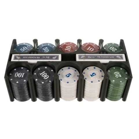 Комплект за покер Texas Hold'em, 200 чипа, подложка за игрална маса