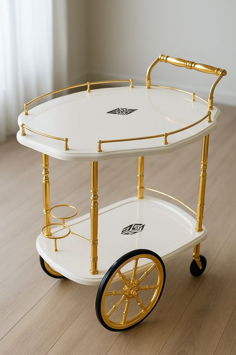 Сервировочный столик в бело-золотом дизайне – стиль и элегантность