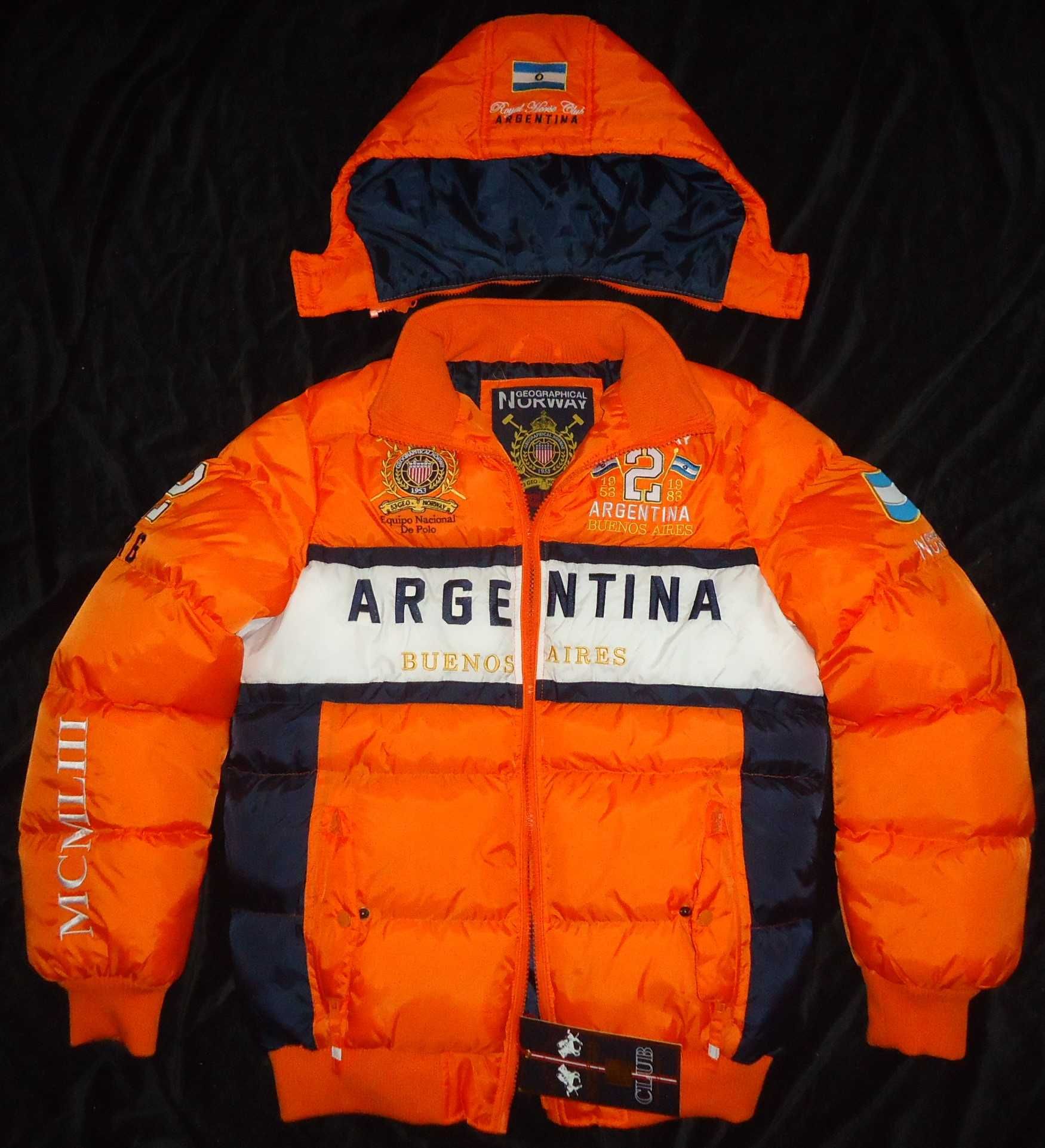 Geaca barbati pufoaica gluga orange alb Geographical Norway
