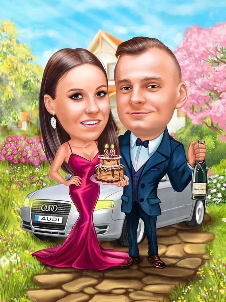 Изработка на карикатури по снимка , подарък дигитална карикатура