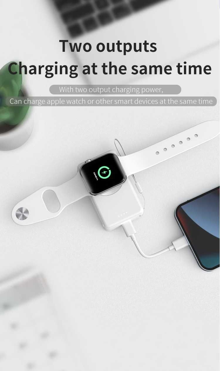 Power Bank 2 în 1 Apple Watch si smartphone magnetic