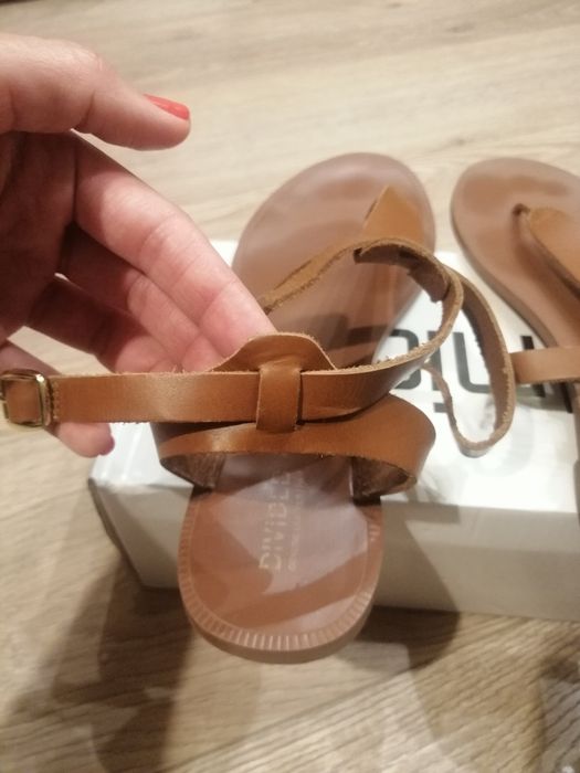 Дамски сандали от естествена кожа H&M кафеви