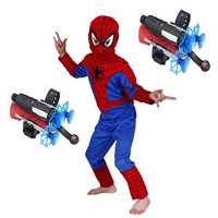 Set costum Spiderman 110-120 cm si doua lansatoare cu ventuze