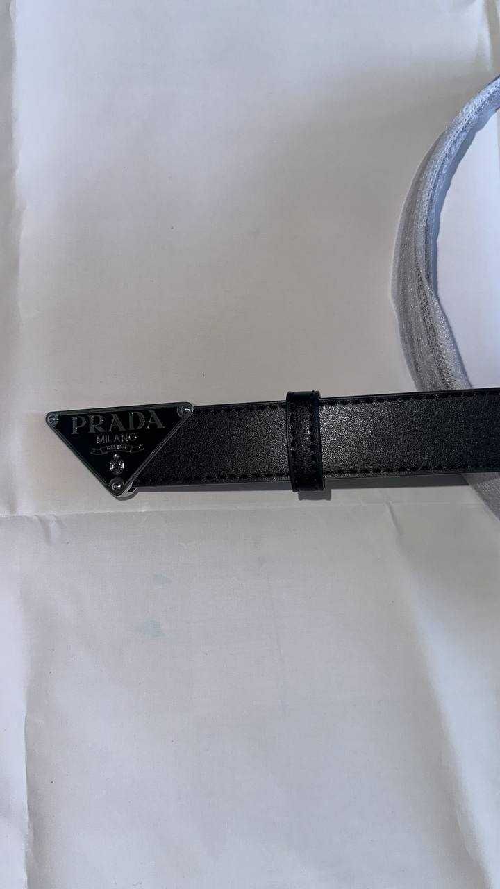 Prada Milano Black Logo Black Belt