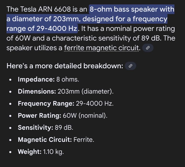 Бас говорители Tesla ARN 6608 A