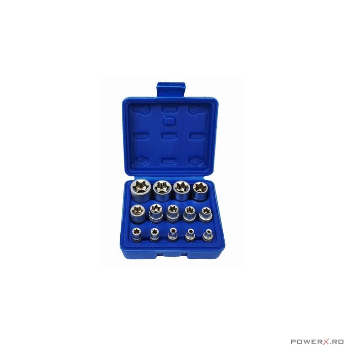 Trusa Set 14 Chei Tubulare Tip E E4-E24 Torx,Silver, S10628