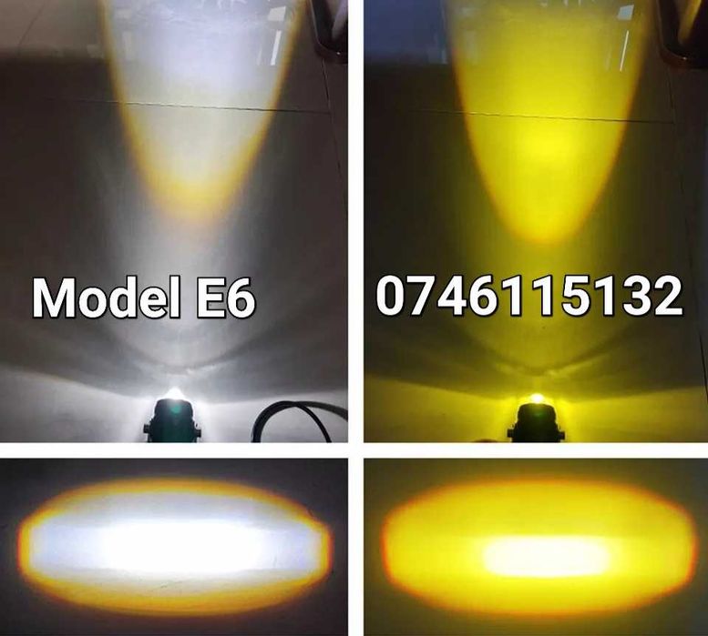Proiector-Proiectoare LED-Bicolor-Galben-ALB-Atv Moto Motocicleta- E6