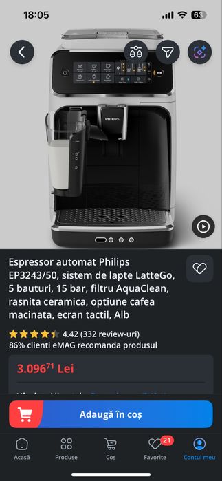 Expresor Philips, LatteGo