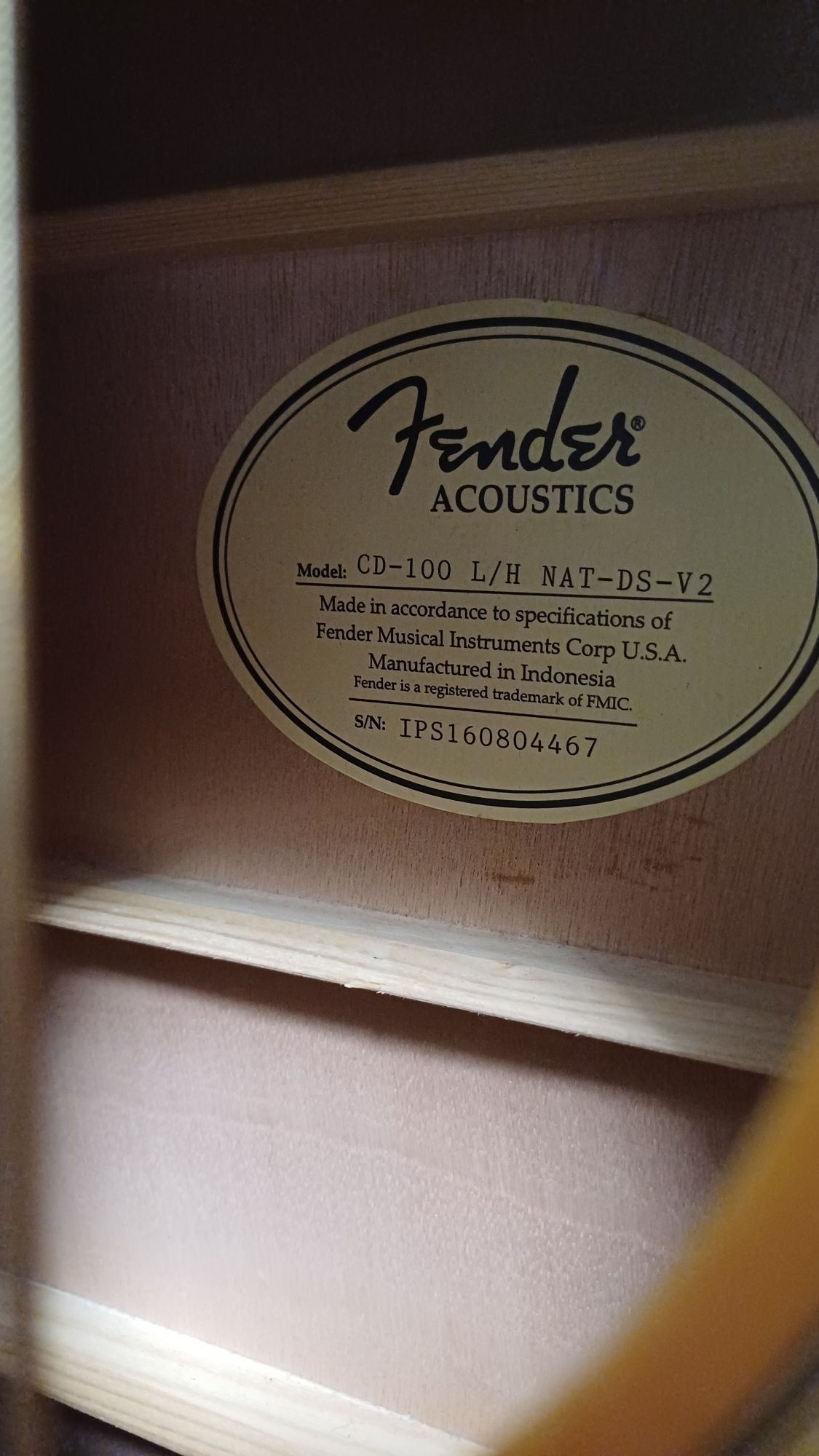 Chitară Fender Acoustics pe stânga