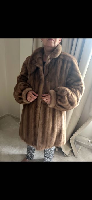 Haină blană nurcă,nouă,culoare maro