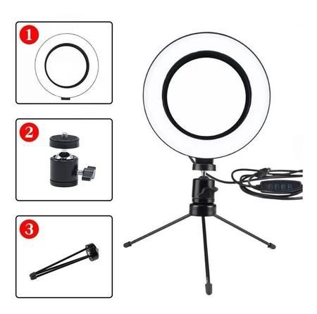 Lampa Circulara Ring Light pentru birou 16cm trepied telecomanda fir