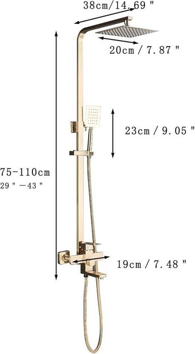 Coloană de duș aurie, sistem de duș, set suport pentru duș,