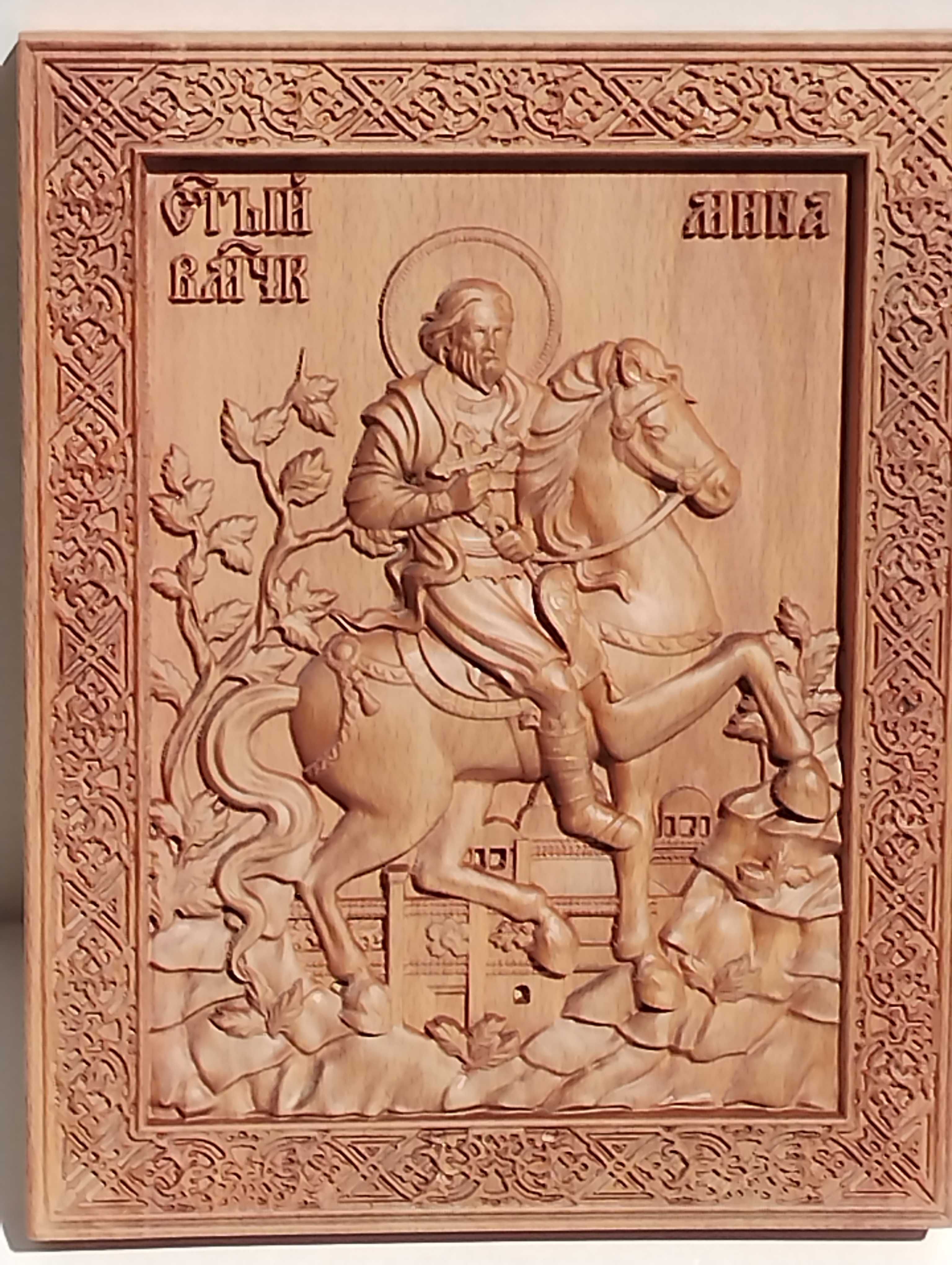 Икона на Свети Николай Чудотворец - авторска дърворезба