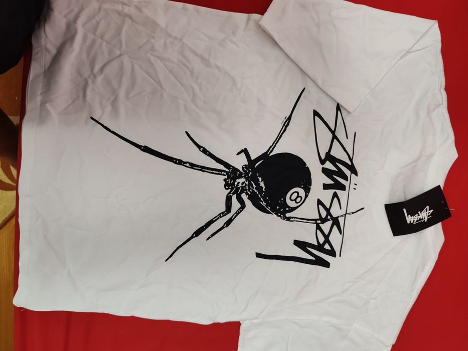 Tricou Stussy Spider 8 ball alb