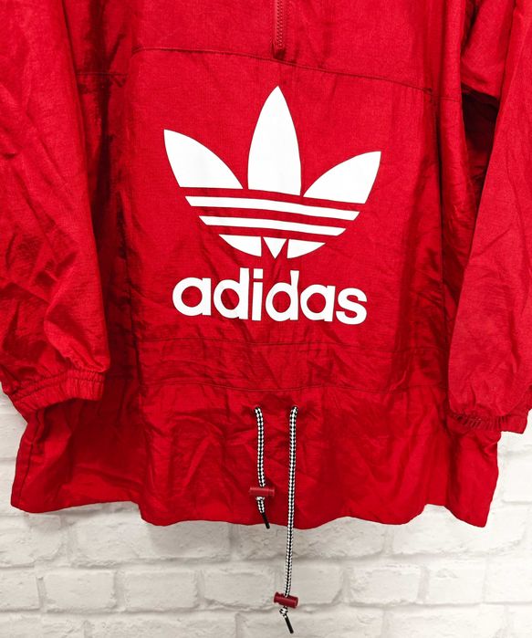 ADIDAS Дамски Анорак Червено яке туника Windbreaker размер UK 14 / L