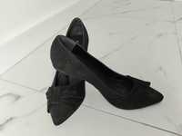 Pantofi piele naturala întoarsă, culoare neagra, măsura 38