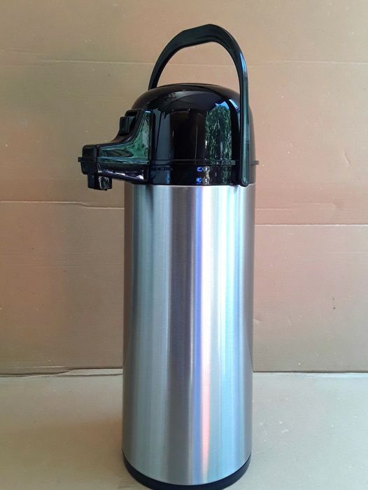 TERMOS INOX MARE 1,8 L cu pompa si mâner pt transport - NOU - 70 Lei