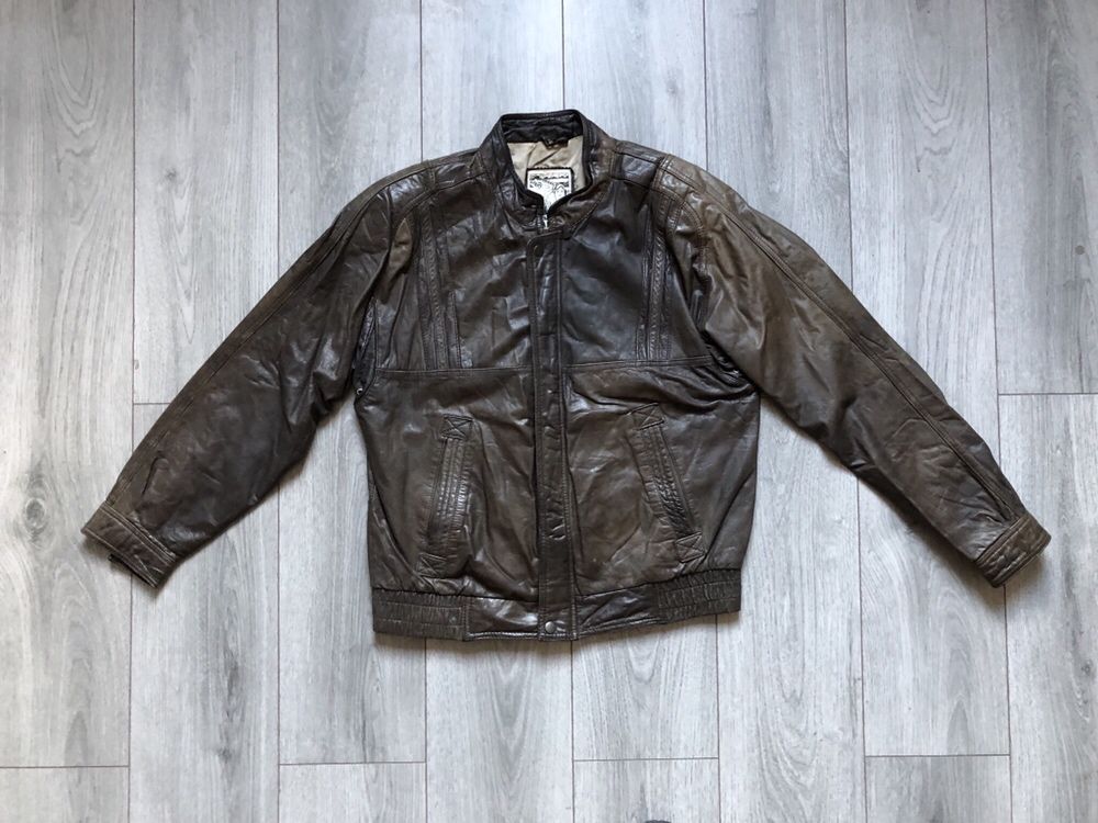 Geaca Piele Barbati TRAPPER Model Bomber Aviator Maro | Marime S-M 48