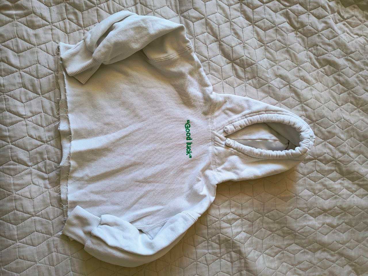 Бял памучен суитшърт crop hoodie Zara за момиче, 122